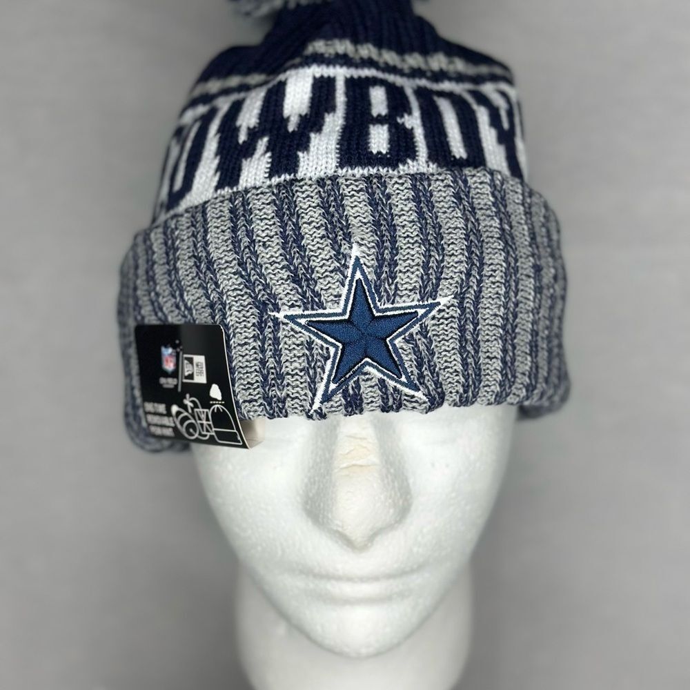 Cowboys New Era Gray and Blue Knit Beanie